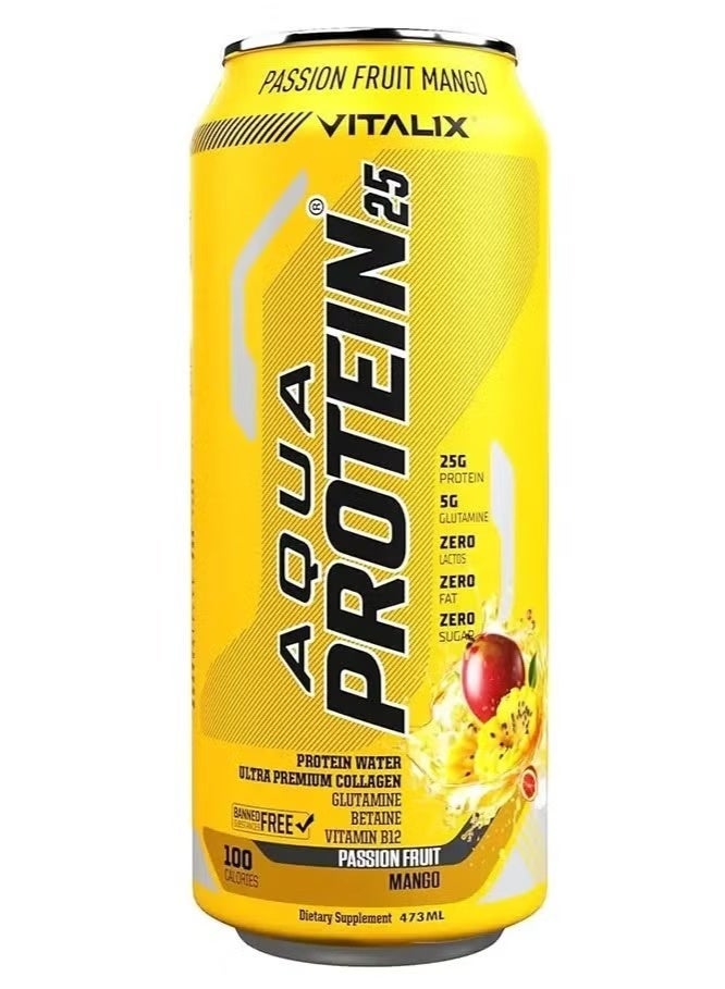 Vitalix Aqua Protein 25 Passion Fruit & Mango 473ml – Pack of 12 - Image 2