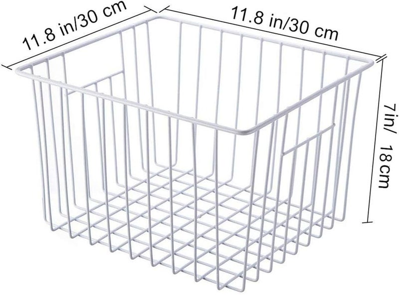 iPEGTOP Deep Refrigerator Freezer Baskets, Large Household Wire Storage Basket Bins Organizer with Handles for Kitchen, Pantry, Freezer, Cabinet, Closets, Pearl White, Set of 2 - Image 5