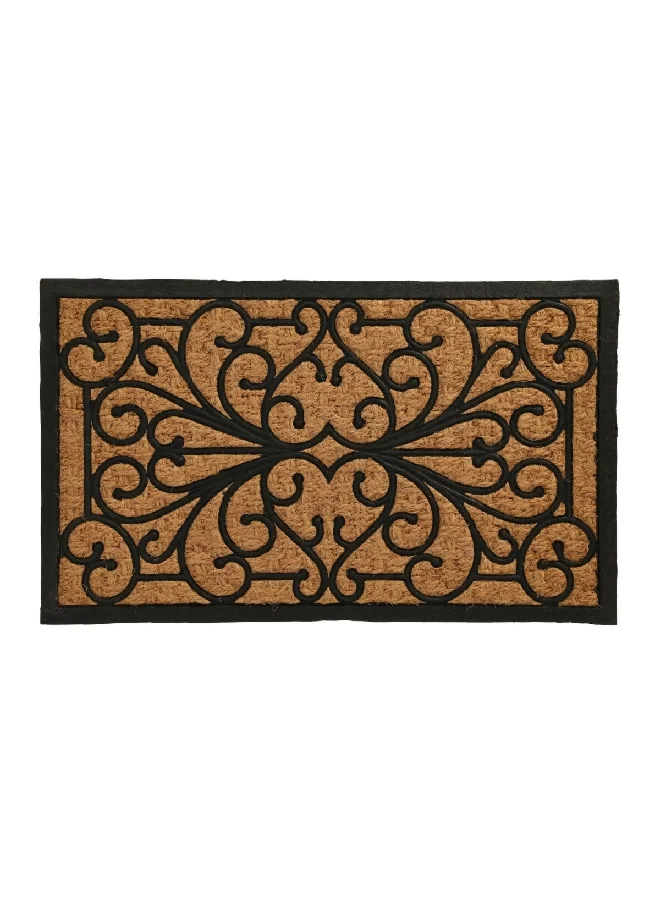 HONEYBEE Rectangular Shaped Wrought Panama Door Mat Black and Brown 45 x 75 cm WRP-501