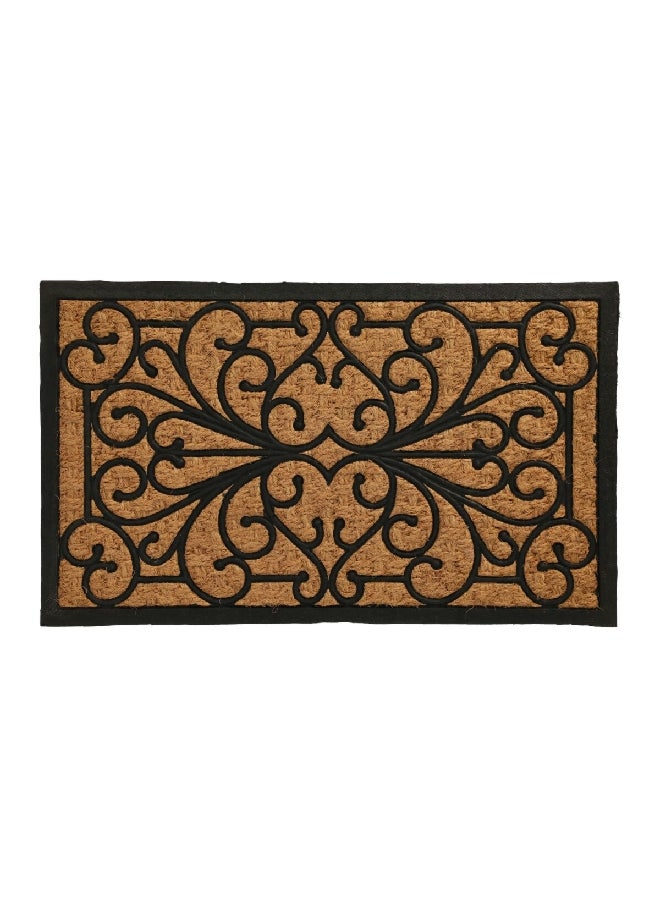 HONEYBEE - Rectangular Shaped Wrought Panama Door Mat Black and Brown 45 x 75 cm WRP-501 - Image 1