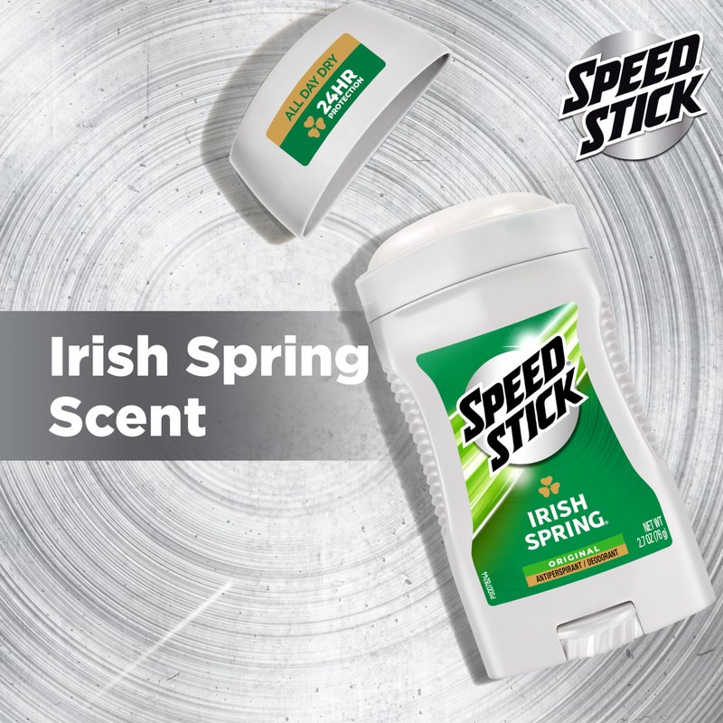 Speed Stick Men's Antiperspirant Deodorant, Irish Spring Scented, 3 Ounce, 4 Pack - Image 5