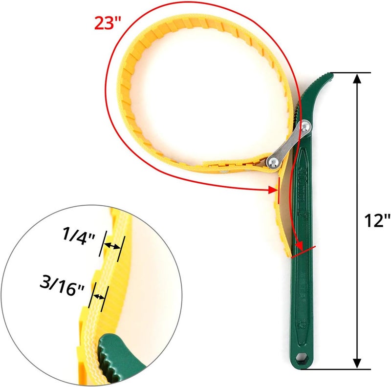 QWORK ® Belt Strap Wrench 12", Adjustable Strap Oil Filter Strap Opener Wrench with 26" Capacity Adjustable Strap - Image 5
