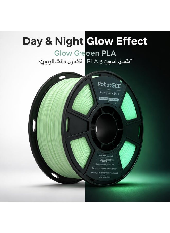وبوت جي سي سي خيوط طباعة ثلاثية الأبعاد RobotGCC PLA باللون الأخضر المتوهج في الظلام بعد التعرض للضوء، 1.75 مم، 1 كجم، اللافتات الإرشادية ومجسمات الخيال - Image 2