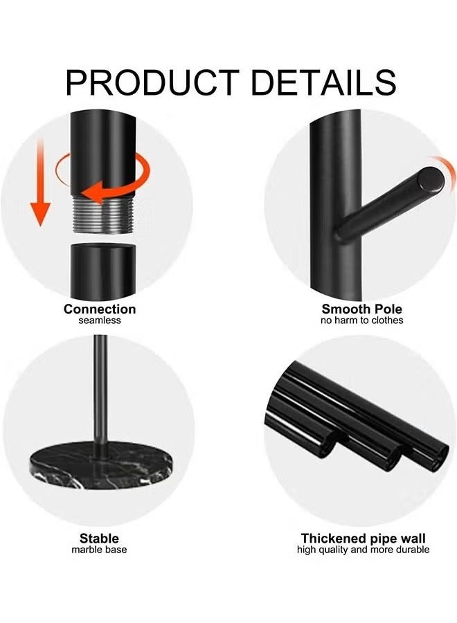 Beauenty Coat Rack,Freestanding Clothes Stand Rack with Marble Base,Metal Garment Rack Hall Coat Tree,Space-Saving Clothes Hanger Organizer for Hanging Clothes,Handbags,Umbrella - Image 5