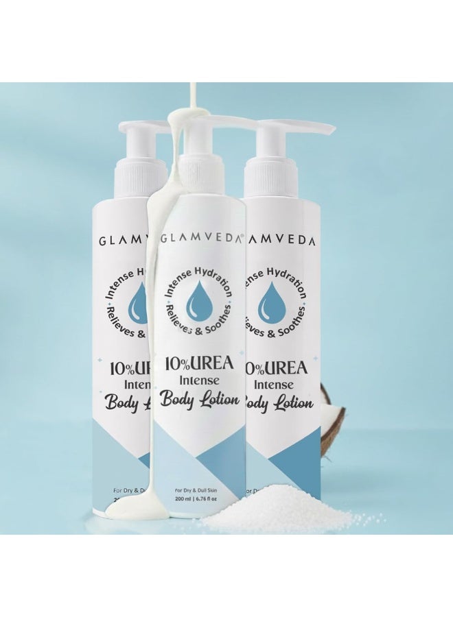 Glamveda 10% Urea intense Body Lotion for Very Dry & Rough Skin | Intense Moisturizer for Long-Lasting Hydration | Non-Greasy & Lightweight | Repairs & Softens Skin | 200ml (Pack of 3) - Image 1