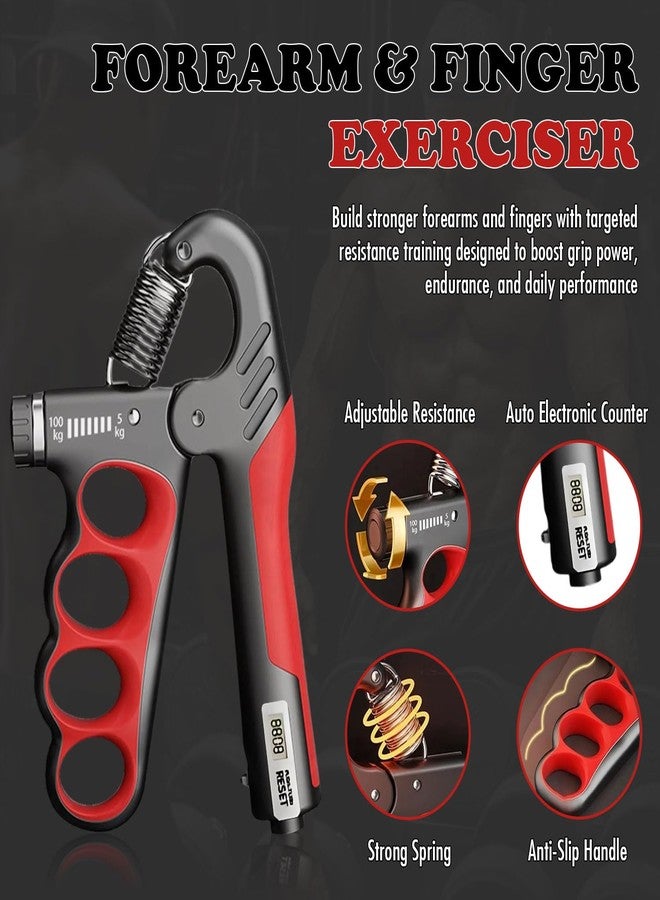 FixFit Solutions Adjustable Grip Strength Trainer Hand Gripper for Grip Strength, Forearm & Wrist Strengthener, Hand Exerciser for Strength Training & Therapy 11-220Lbs(5-100KG) | Red - Image 3