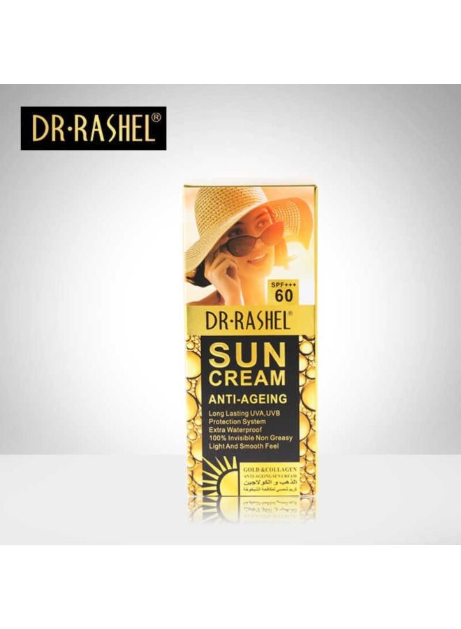 دكتور راشيل واقي شمس مقاوم لعلامات التقدم بالعمر بعامل حماية من الشمس SPF60 ذهبي 80جرام - Image 4