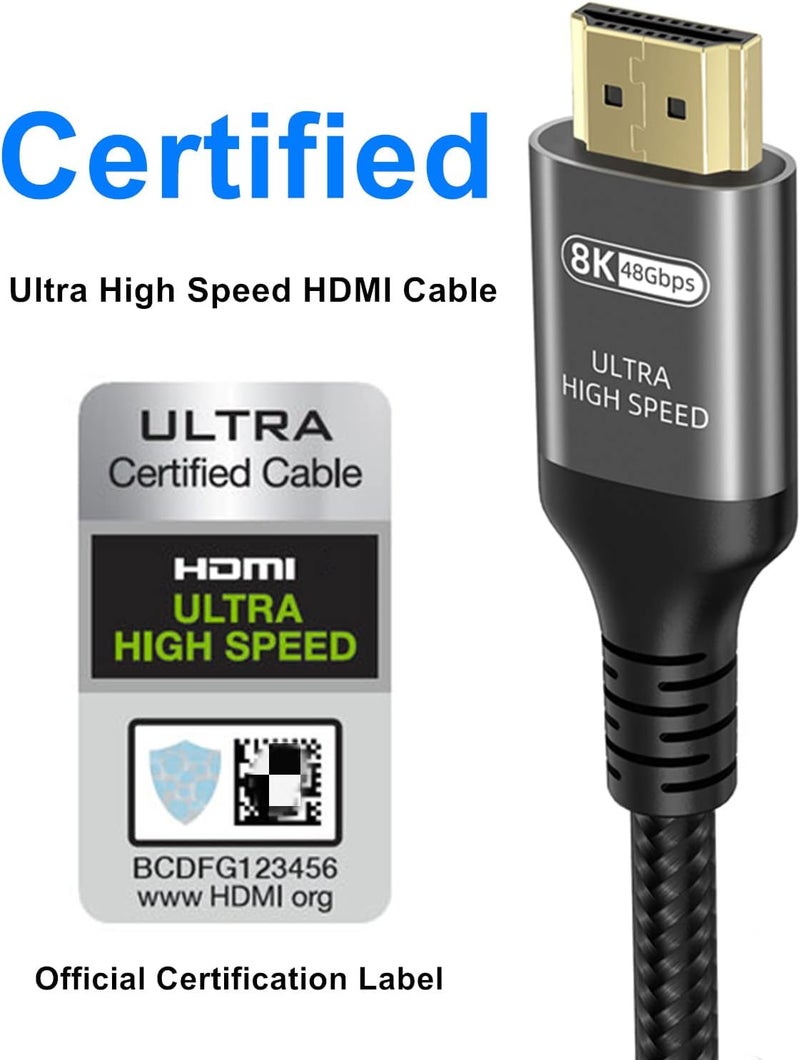 Ubluker كابل HDMI من بدقة 10K/8K/4K، بسرعة نقل بيانات تصل إلى 48 جيجابت في الثانية وطوله 6 أمتار؛ معتمد ككابل HDMI عالي السرعة (Ultra High Speed HDMI®)، ي��عم تقنيات 4K بمعدل 240 هرتز أو 144 هرتز، ودقة 10K/8K بمعدل 60 هرتز، وزمن استجابة قدره 0.01 ميللي ثانية، وتقنيات HDR10+ وeARC وHDCP2.3، متوافق مع أجهزة نتفليكس وروكو وأجهزة التلفاز وشاشات الكمبيوتر والمشاريع الضوئية وبلايستيشن 5 وإكس بوكس. - Image 2