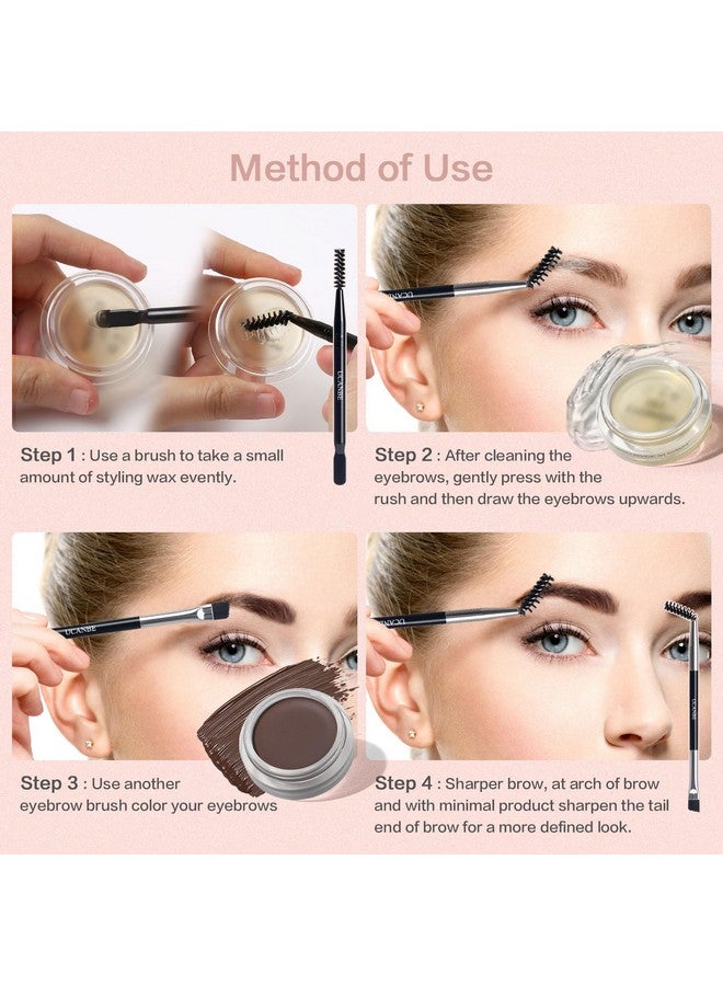 UCANBE Waterproof Eyebrow Gel + Eyebrow Styling Wax 2 in 1 Makeup Kit with 2 Pcs Dual-ended Adjustable Freely Eyebrow Brush Makeup Long Lasting Eyebrows (01 Gel/Brown Pomade, Standard) - Image 5