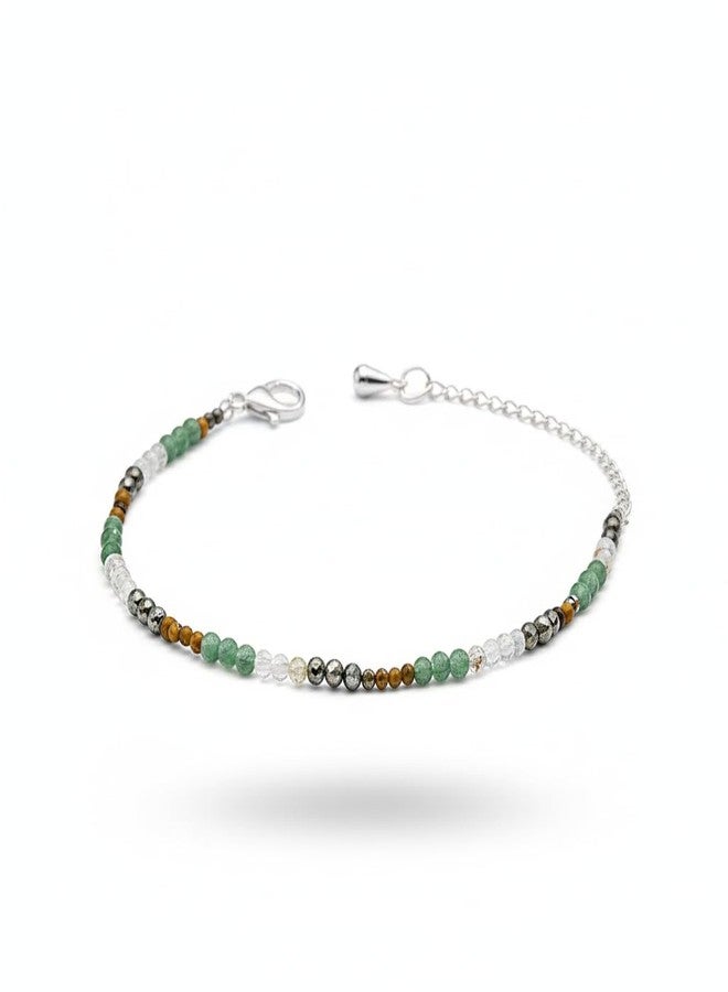 Japam Money Magnet Anklet with Pyrite, Tiger Eye, Citrine & Aventurine Beads - Handcrafted Spiritual Jewellery for Wealth & Prosperity | Certificate of Authenticity - Image 1