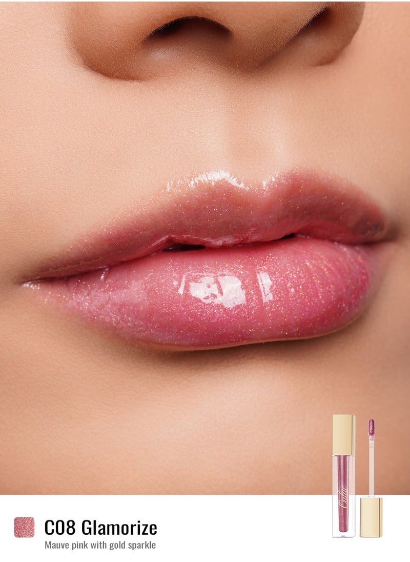 Hydrating Light Nude Lip Gloss with Mirror Finish Moisturizing & Reduce Fine Lines Lip Oil Refuse Chapped Lips Non Sticky Lip Gloss for Girls Women, 4.5ml - Glamorize - C08
