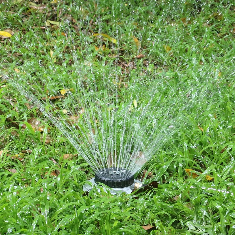 STYDDI Metal 9-Pattern Turret Lawn Sprinkler, 9 Pattern Garden Sprinkler with Heavy-Duty Metal Base, Great for Small, Shaped, Medium-Sized Yard Areas, Coverage Area Up to 1,022 Sq.Ft - Image 2