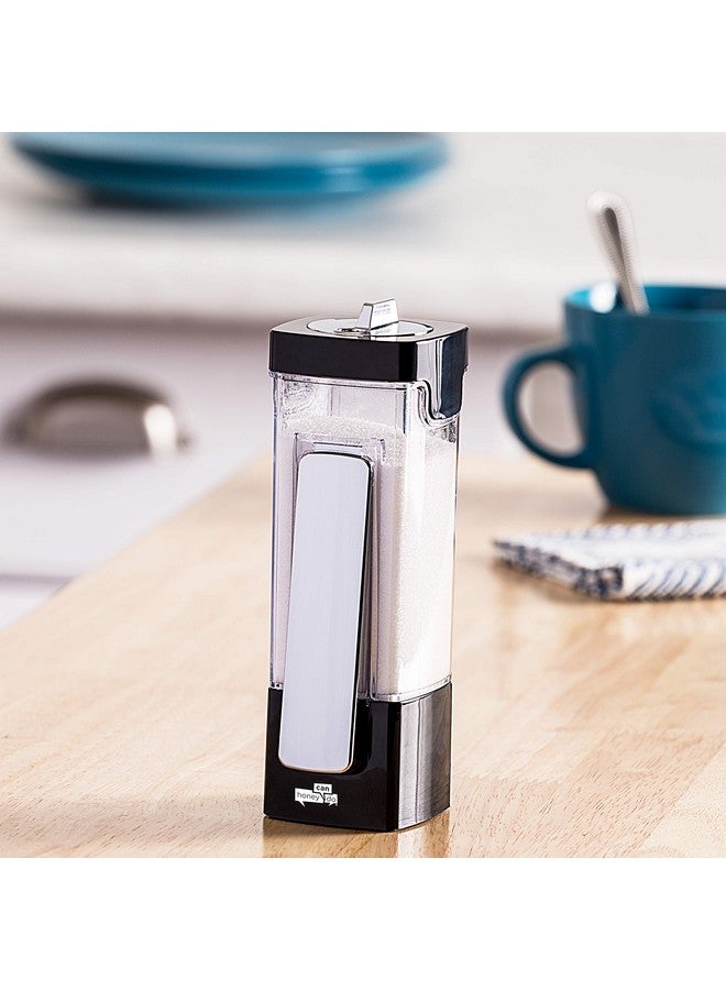 Zevro Honey-Can Indispensable Sugar 'N More Plastic Dispenser, Black/Chrome, 8 oz - Image 2