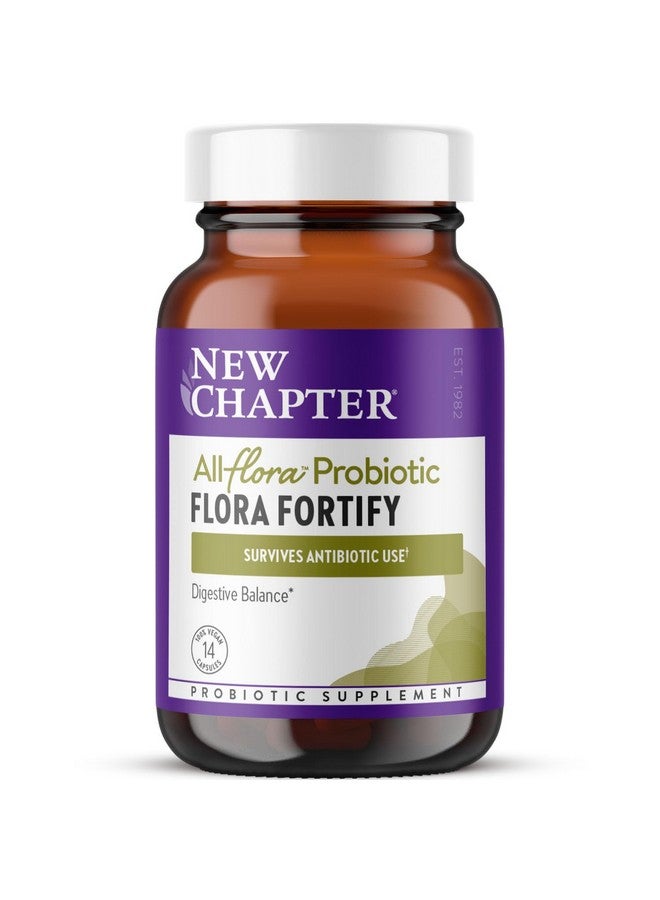 New Chapter All-Flora Probiotic Flora Fortify, Ultra-Concentrated Probiotics for Digestive Health, Survives Antibiotic Use, with Electrolytes + Inulin Prebiotic Fiber, 100% Vegan, 14-Day Supply - Image 1