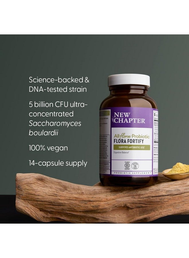New Chapter All-Flora Probiotic Flora Fortify, Ultra-Concentrated Probiotics for Digestive Health, Survives Antibiotic Use, with Electrolytes + Inulin Prebiotic Fiber, 100% Vegan, 14-Day Supply - Image 4
