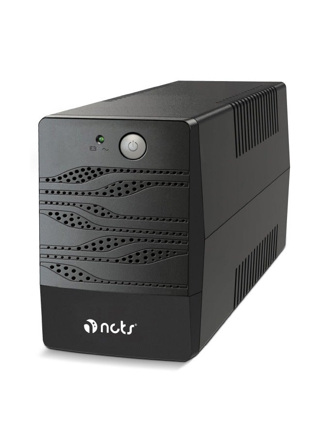 NCTS NU7110 UPS تفاعلي ذكي، 1000VA/600W، بطارية احتياطية 12V/7Ah مع خرج موجة جيبية نقية، AVR، حماية الطاقة لأجهزة الكمبيوتر، أجهزة التوجيه، الأجهزة المنزلية والمكتبية، GTIN:6295151550243