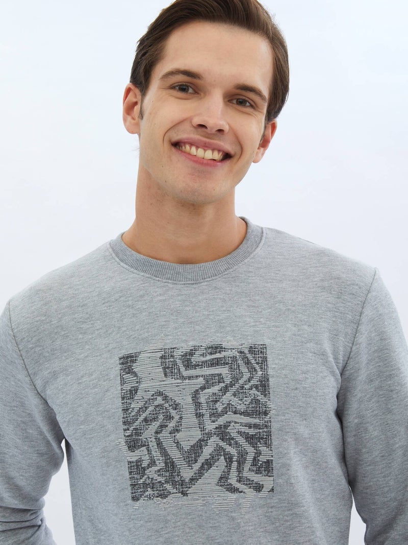 Anthracite Crew Neck Printed Sweatshirt