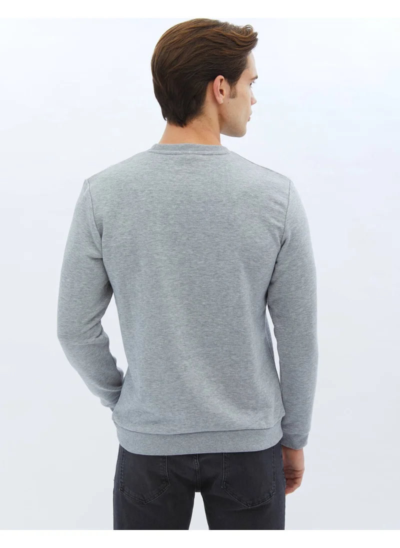 Kip Anthracite Crew Neck Printed Sweatshirt