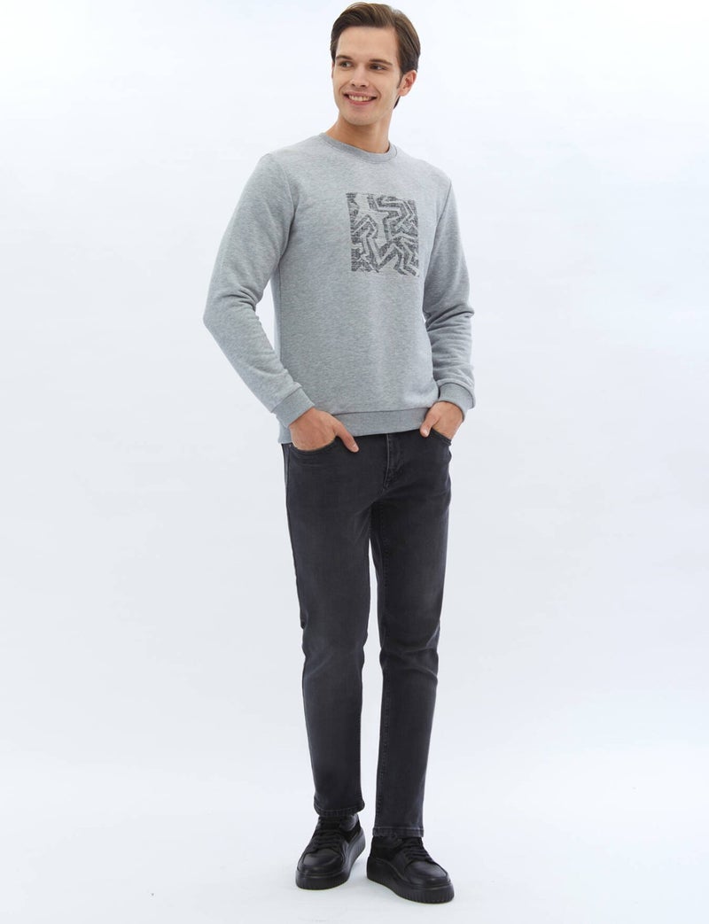 Anthracite Crew Neck Printed Sweatshirt