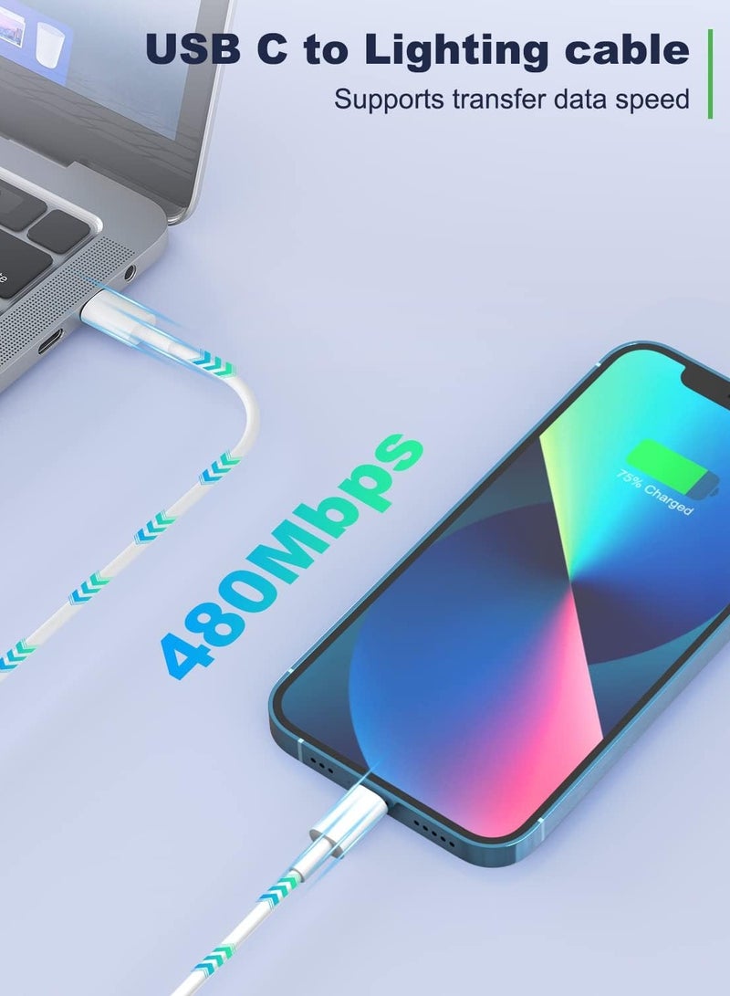 كابل لايتنينج لشاحن iPhone السريع، عبوتان من USB-C إلى كابل Lightning (6.6 قدم) شحن سريع متوافق مع iPhone14/14 Plus/14 Pro/14 Pro Max/13/13pro/12/12 Pro/12 Pro Max/11/ آي باد - Image 4