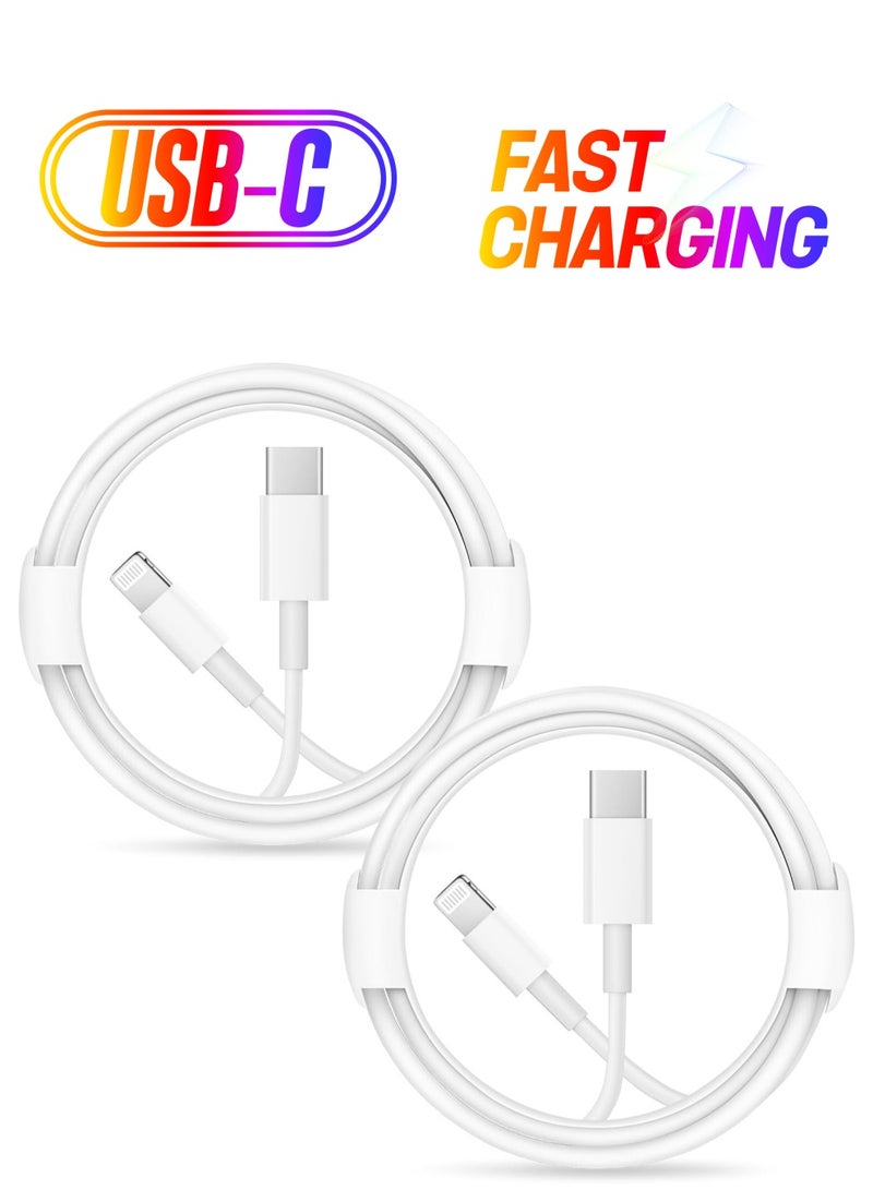 كابل لايتنينج لشاحن iPhone السريع، عبوتان من USB-C إلى كابل Lightning (6.6 قدم) شحن سريع متوافق مع iPhone14/14 Plus/14 Pro/14 Pro Max/13/13pro/12/12 Pro/12 Pro Max/11/ آي باد - Image 1