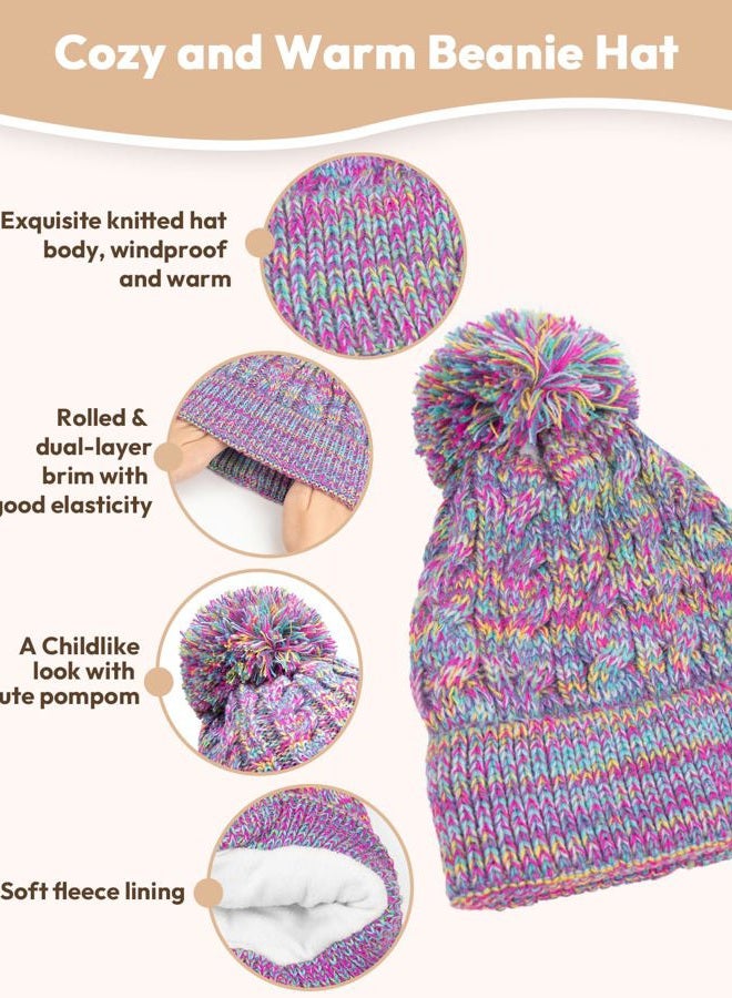 EAONE Kids Winter Hat Gloves Scarf Set, Toddler Children Girls Boys Beanie Hat Knitted Mittens & Neck Gaiter Warmer for Kids 3-10 - Image 2