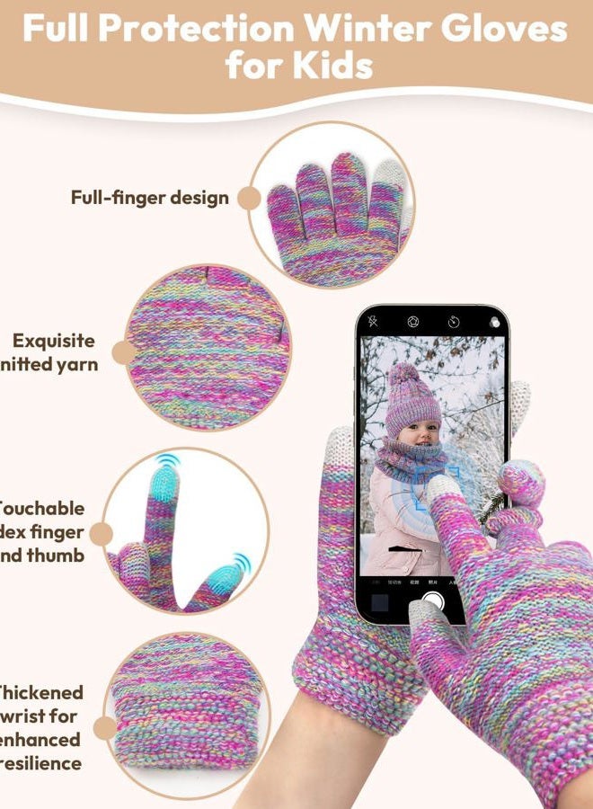 EAONE Kids Winter Hat Gloves Scarf Set, Toddler Children Girls Boys Beanie Hat Knitted Mittens & Neck Gaiter Warmer for Kids 3-10 - Image 4