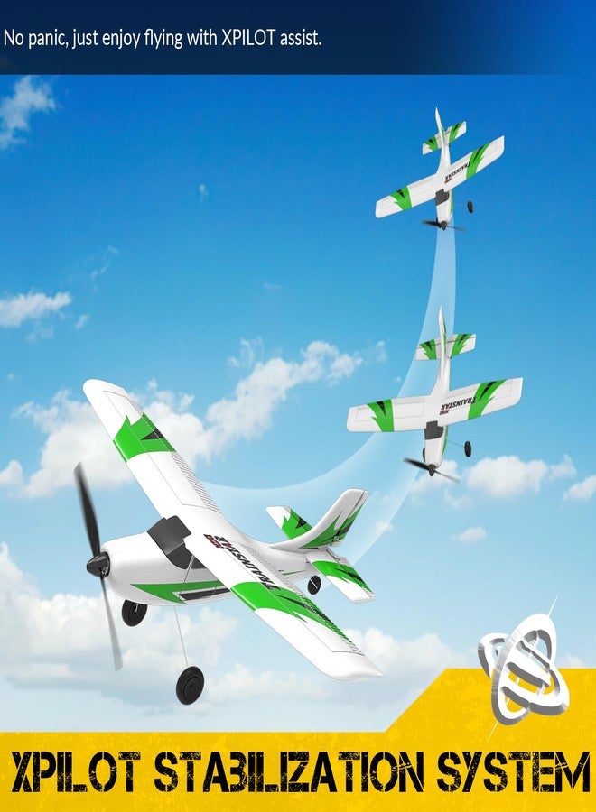 volantexrc RC Plane Trainer 3CH Remote Control Airplane with Prop Saver, 6-Axis Gyro Stabilizer & 3 Modes to Fly, Hobby Radio Controlled Aircraft RTF for Beginners, Adults (400mm,Green) - Image 3