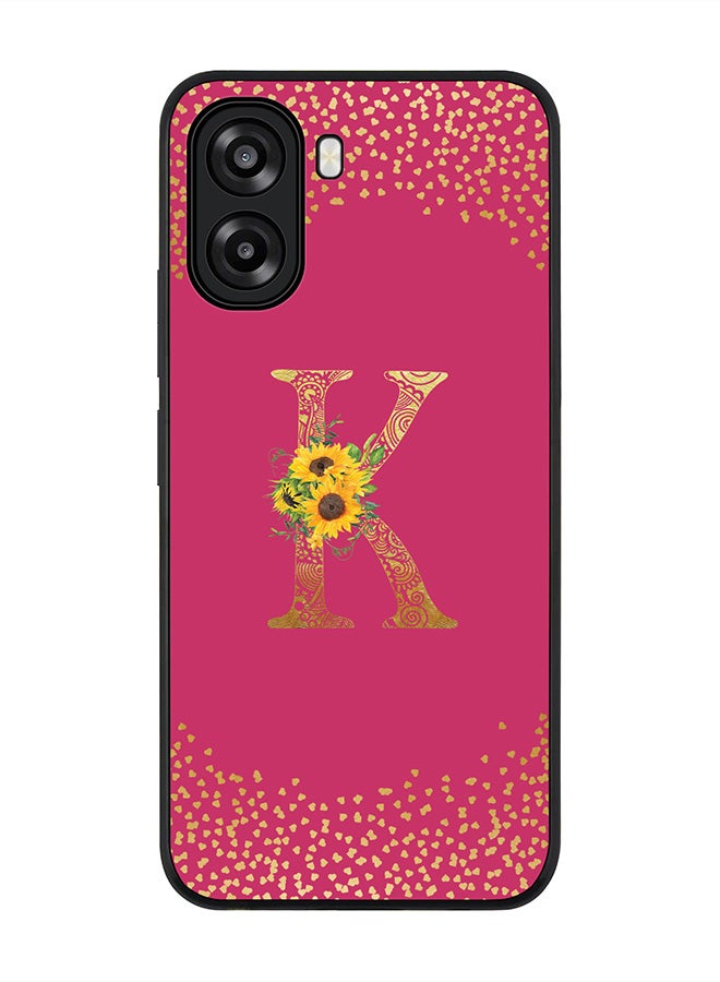 Stylizedd For Oppo A6t 5G / A6t 4G Case,Slim fit Camera Protection, Shockproof Thin Phone cover  - Custom Floral Monogram - K ( Deep Pink ) - Image 1