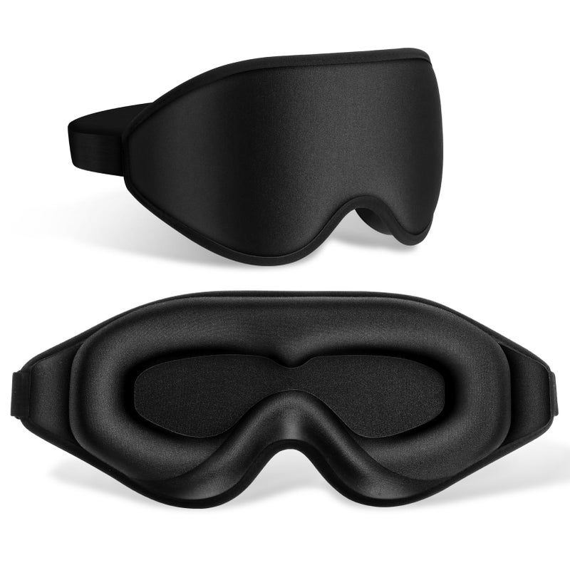 FlyCoco 99 Fully Block Out Light Eye Sleep Mask 3D Deep Contoured Eyes Cover Zero Pressure Long Lash Extension Eyes Mask with Adjustable Straps for Sleeping Travel Home Nap Rest Women Men Black
