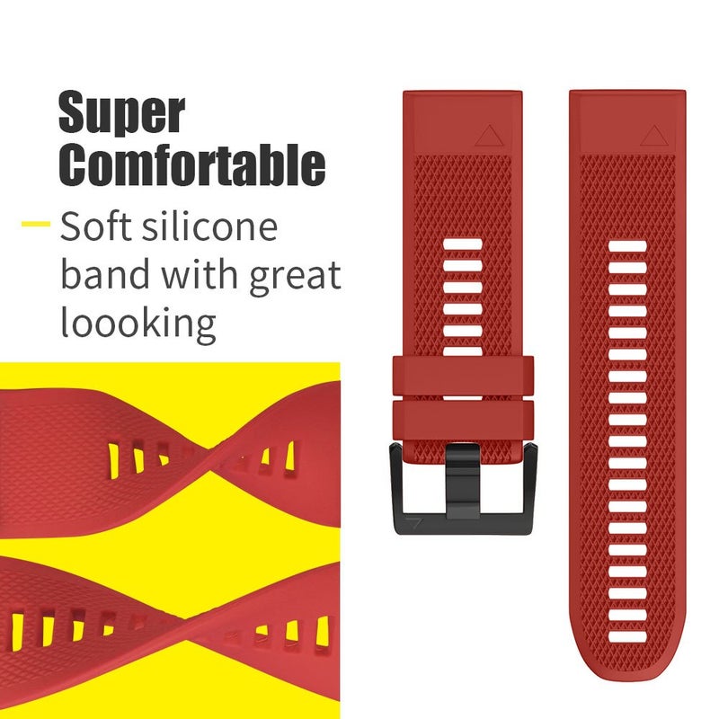 ANCOOL حزام ANCOOL لفينيكس 5 / فينيكس 6 / فينيكس 7 بحجم 22 مم من السيليكون لحزام فينيكس 8 فينيكس E 47 مم / فينيكس 5 بلس / فينيكس 6 برو / فينيكس 7 برو / فوررونر 935 (أحمر) - Image 5