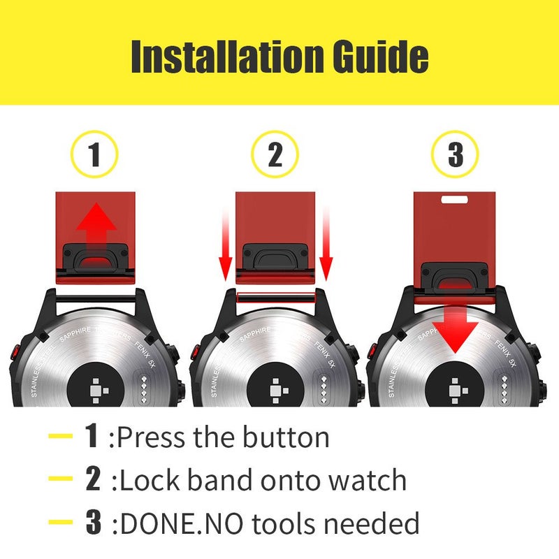 ANCOOL حزام ANCOOL لفينيكس 5 / فينيكس 6 / فينيكس 7 بحجم 22 مم من السيليكون لحزام فينيكس 8 فينيكس E 47 مم / فينيكس 5 بلس / فينيكس 6 برو / فينيكس 7 برو / فوررونر 935 (أحمر) - Image 4