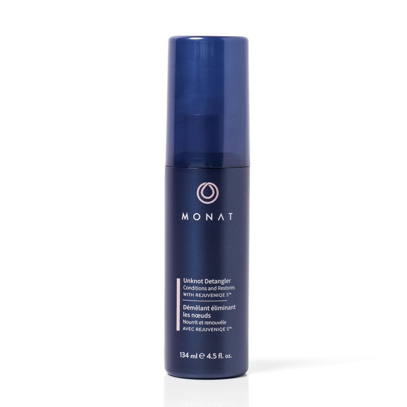 MONAT Unknot Detangler Infused with RejuveniqeÂ® S - Lightweight, Anti Frizz Hair Detangler Spray Leaving Strands Soft and Knot-free. Safe for Color-treated Hair. -Net Wt. 134 ml / 4.5 fl. oz. - Image 1