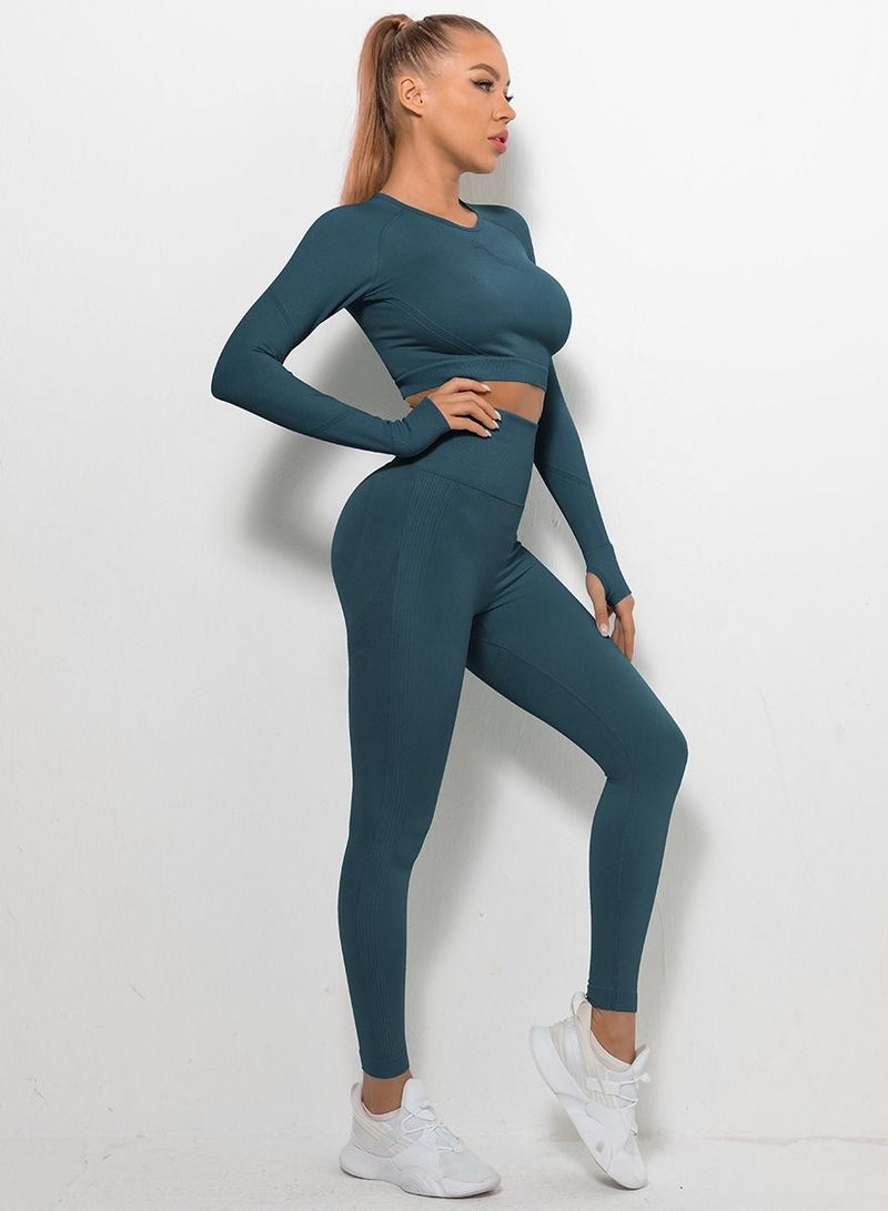Loquat Yoga Tight Fitting Stretch Soft Sets Blue - Image 1