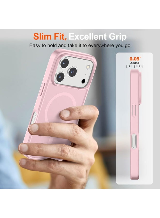 أكاليكس جراب مغناطيسي غير لامع لهاتف آيفون 17 برو ماكس، متوافق مع ماج سيف، غطاء فاخر مطلي، جراب حماية للهاتف مقاوم للصدمات مصنوع من مادة TPU الناعمة غير اللامعة | وردي - Image 2