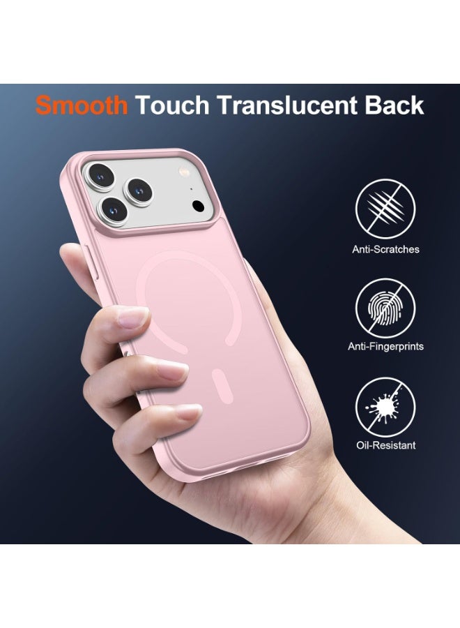 أكاليكس جراب مغناطيسي غير لامع لهاتف آيفون 17 برو ماكس، متوافق مع ماج سيف، غطاء فاخر مطلي، جراب حماية للهاتف مقاوم للصدمات مصنوع من مادة TPU الناعمة غير اللامعة | وردي - Image 4