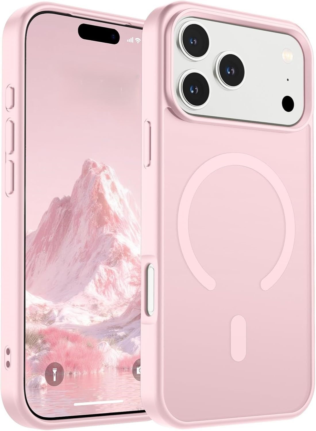 ACLIX Matte Magnetic Case for iPhone 17 Pro Max, Compatible with MagSafe, Plating Luxury Cover, Matte Soft TPU Shockproof Protective Phone Case | Pink