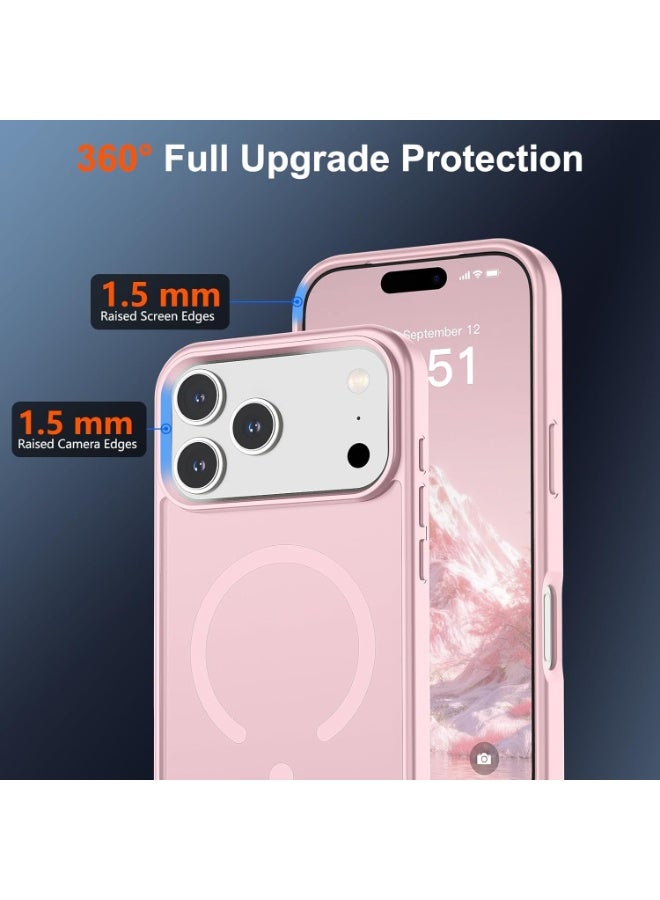 أكاليكس جراب مغناطيسي غير لامع لهاتف آيفون 17 برو ماكس، متوافق مع ماج سيف، غطاء فاخر مطلي، جراب حماية للهاتف مقاوم للصدمات مصنوع من مادة TPU الناعمة غير اللامعة | وردي - Image 3