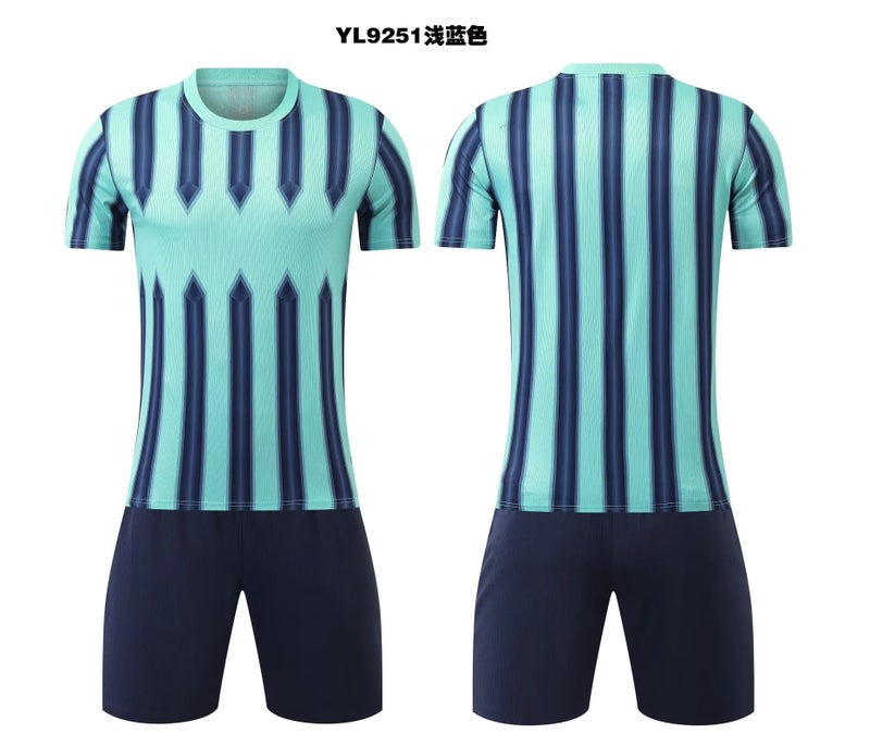 Generic Training class team training uniform adult children football uniform short-sleeved suit student class uniform T-shirt advertising shirt cross-border YL-9251 sky blue