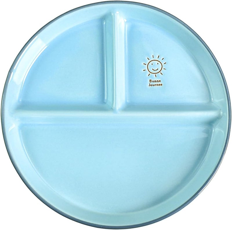 Coco Me CoCoMe Round Smile Sun Ceramic Porcelain Divided Dessert Salad Plate Dinner Plate  8 Inch 1 Blue - Image 1