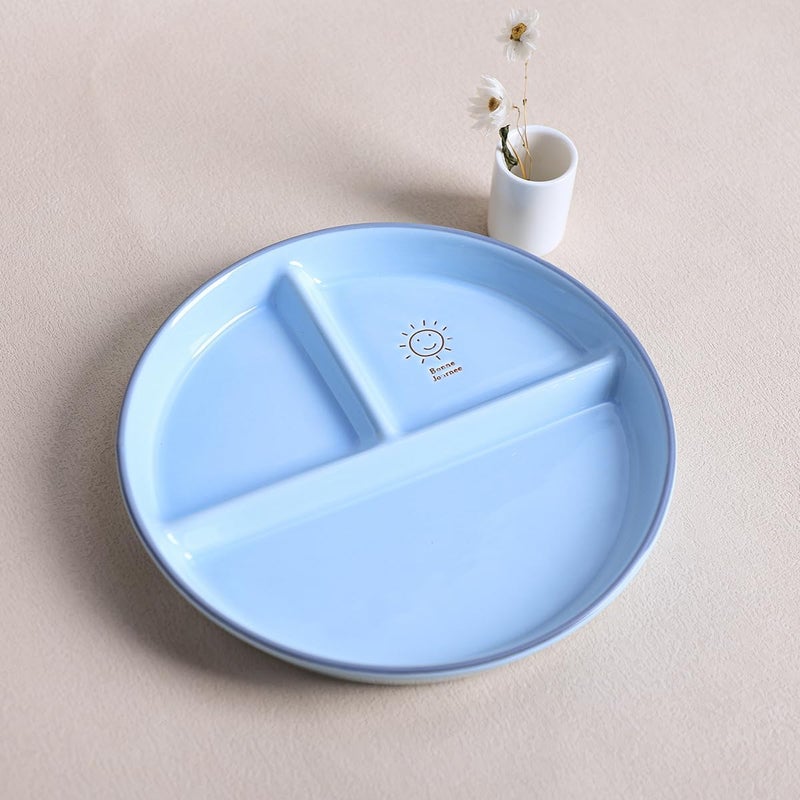 Coco Me CoCoMe Round Smile Sun Ceramic Porcelain Divided Dessert Salad Plate Dinner Plate  8 Inch 1 Blue - Image 2