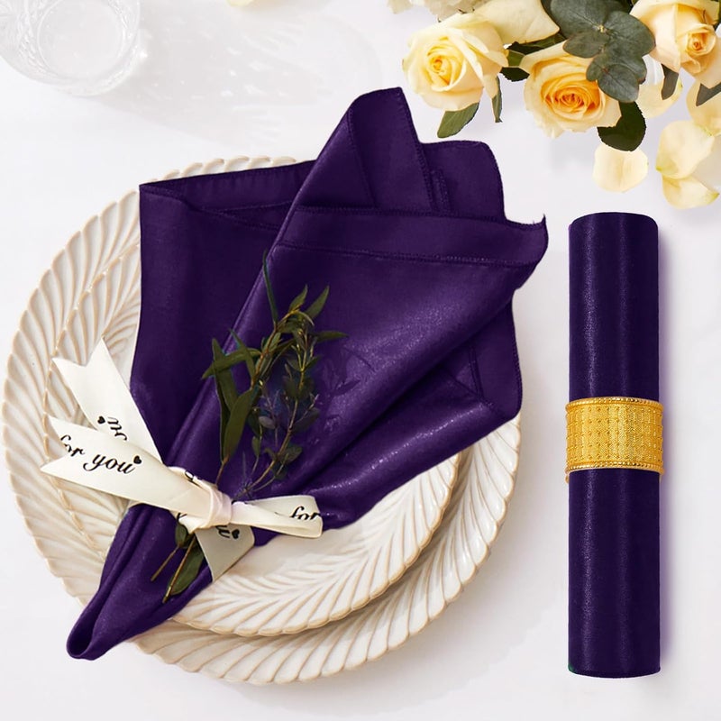 Cobedzy 12 Pack Satin Table Cloth Napkins 17x17 Inch Purple Silky Wedding Napkins Cloth Washable Luxury Dining Table Cloth Napkins Set for Birthday Holiday Party Dinner Restaurant - Image 5