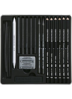 Black Box Charcoal Drawing Set Charcoal Sketch Drawing Set Metal Box 20 Pieces