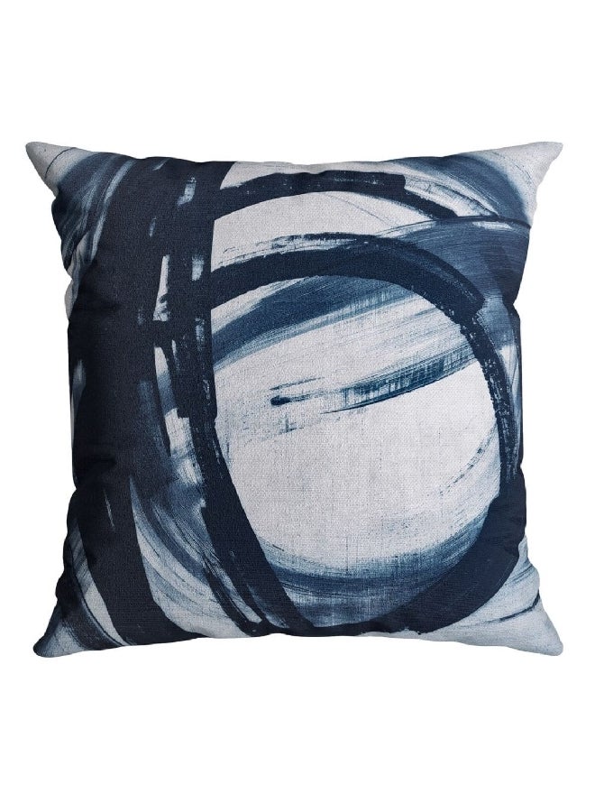 Belchior Velveteen Abstract Design Decorative Cushion Blue and White 43 x 43 cm 475800 - Image 1