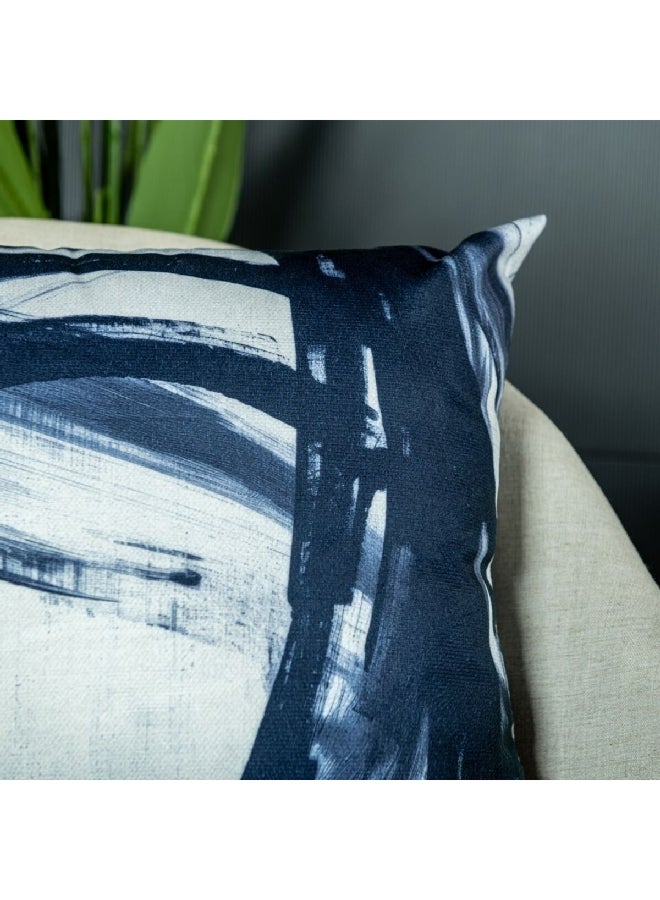 Belchior Velveteen Abstract Design Decorative Cushion Blue and White 43 x 43 cm 475800 - Image 4