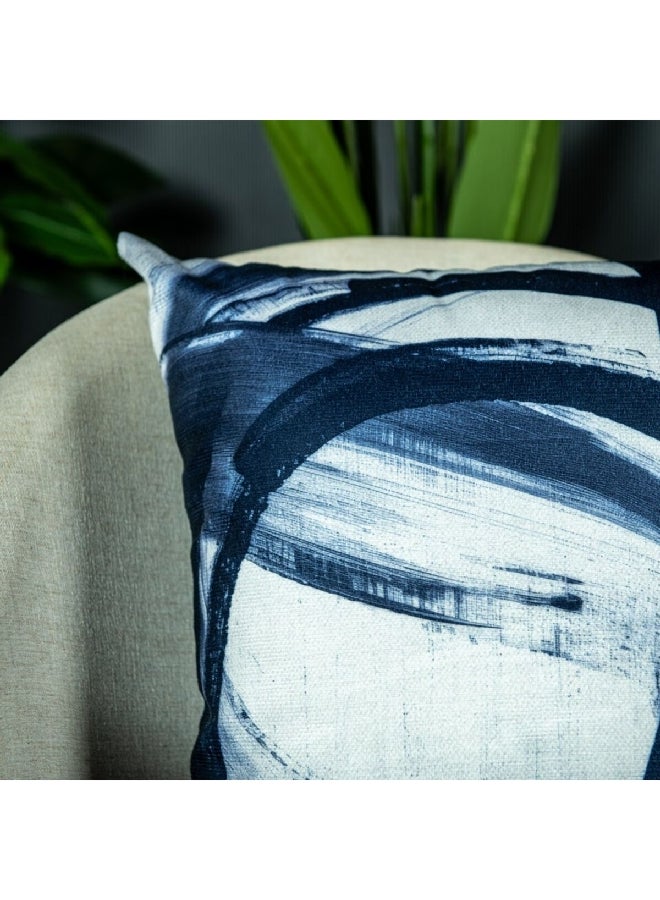 Belchior Velveteen Abstract Design Decorative Cushion Blue and White 43 x 43 cm 475800 - Image 3