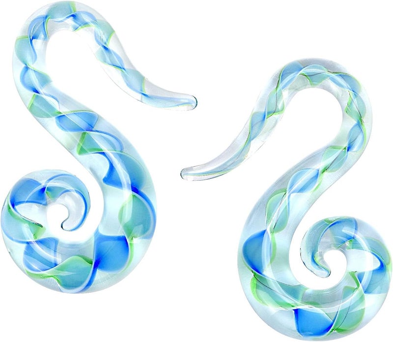 Qmcandy 2pcs Glass Spiral Tapers Plugs Twist Stretchers Earrings Stretching Piercings Jewelry Gauges 8g-14mm - Image 4