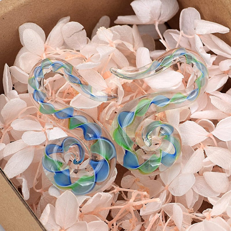Qmcandy 2pcs Glass Spiral Tapers Plugs Twist Stretchers Earrings Stretching Piercings Jewelry Gauges 8g-14mm - Image 3