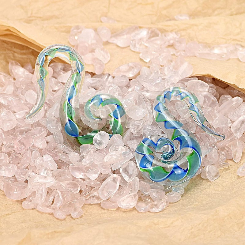Qmcandy 2pcs Glass Spiral Tapers Plugs Twist Stretchers Earrings Stretching Piercings Jewelry Gauges 8g-14mm - Image 5