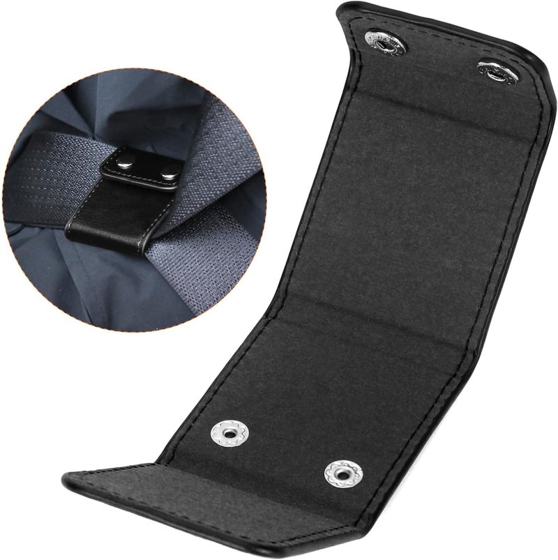 QWORK 2PCS Seat Belt Adjuster PU Leather Car Seat Belt Clip for Shoulder Neck Comfort (Black) - Image 3